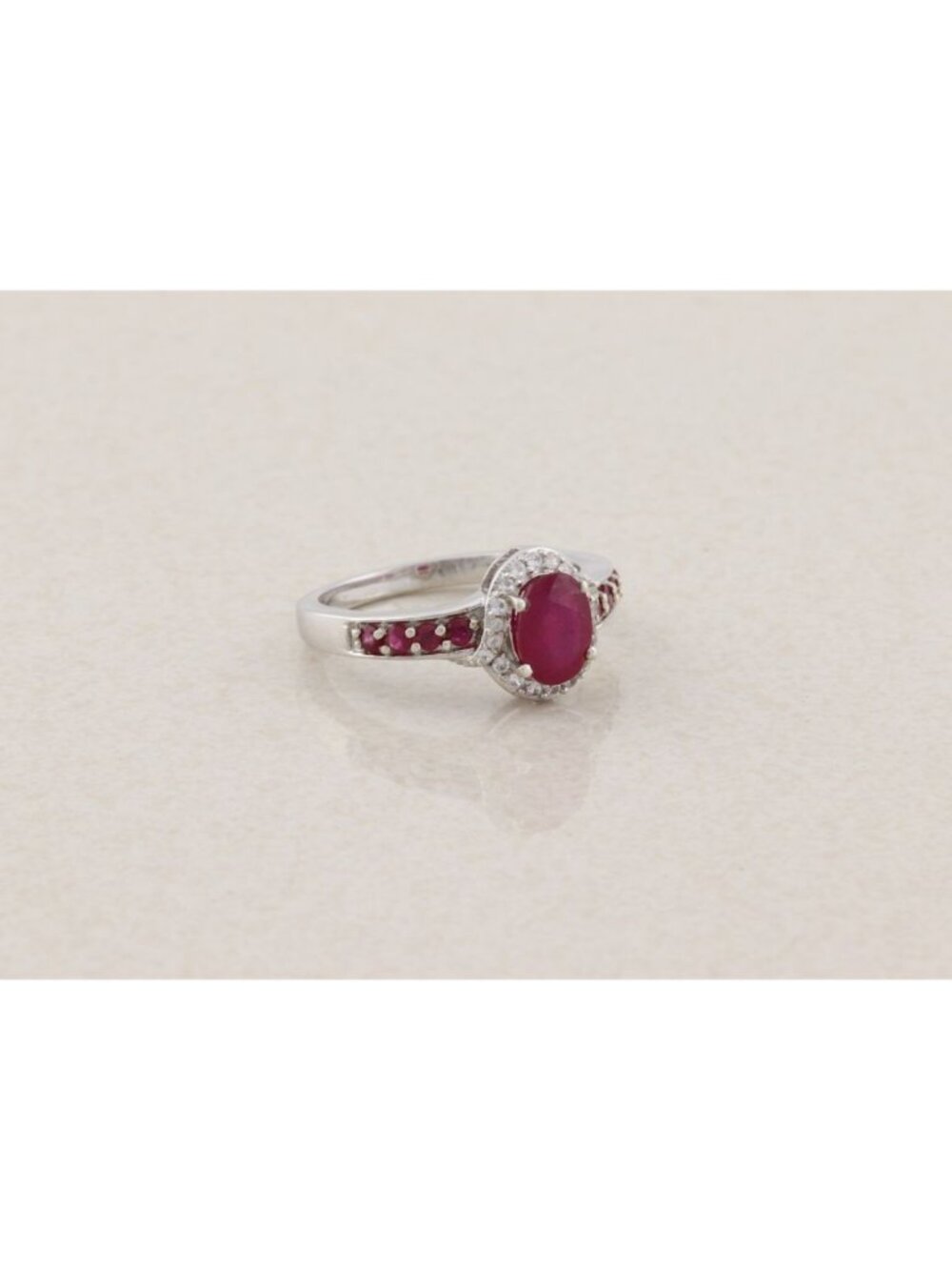Sterling Silver Ruby and White Zircon Ring Size 9 - Picture 4 of 7